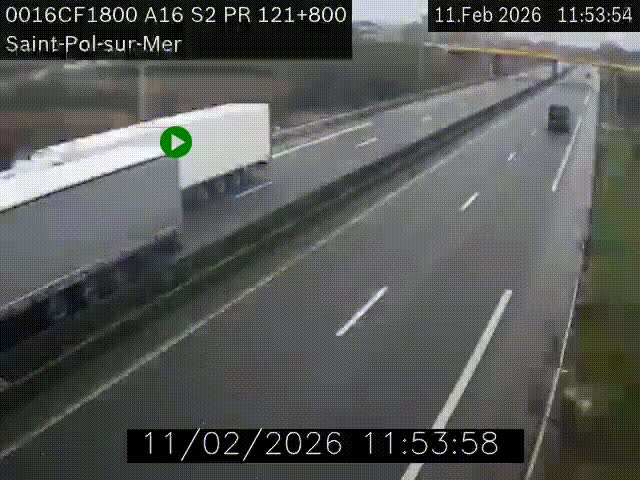 Webcam autoroute A16 à proximité de Dunkerque, à hauteur de la sortie Saint-Pol-sur-Mer. Vue orientée vers Calais