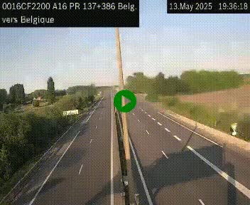 Webcam à la frontière franco-belge au niveau de Bray-Dunes/De-Panne sur l'autoroute A16. Vue orientée vers la Belgique