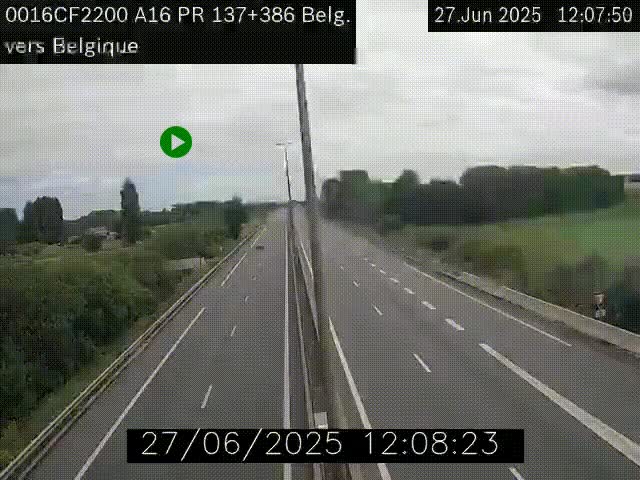 Webcam à la frontière franco-belge au niveau de Bray-Dunes/De-Panne sur l'autoroute A16. Vue orientée vers la Belgique