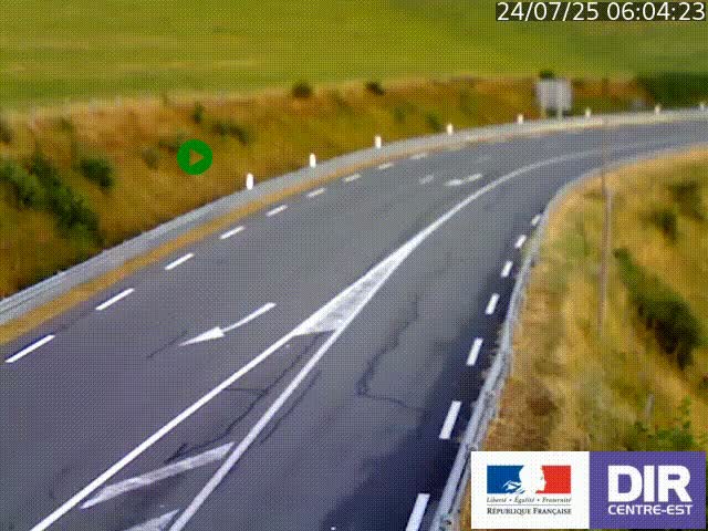Webcam sur le col Pin Bouchain, vue orientée vers Roanne, en provenance de Lyon sur la nationale 7 (N7)