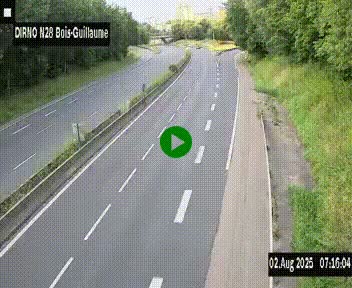 Webcam routière à hauteur de Bois-Guillaume en périphérie de Rouen. Vue orientée vers Rouen