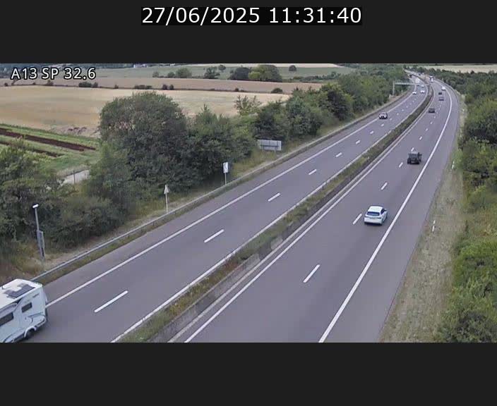 Webcam info trafic A13 à hauteur de Mondorf-les-bains. Vue orientée vers Altwies