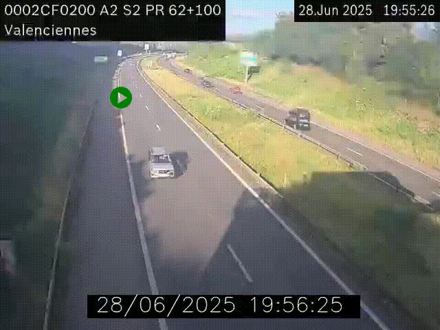 Webcam autoroute A2 à Valenciennes. Vue orientée vers Maubeuge et Mons (Belgique)