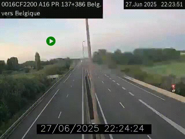 Webcam à la frontière franco-belge au niveau de Bray-Dunes/De-Panne sur l'autoroute A16. Vue orientée vers la Belgique