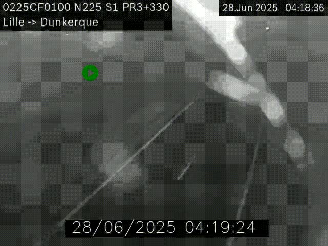 Webcam autoroute A25 (N225) à hauteur de Bergues (Bierne). Vue orientée vers Dunkerque.