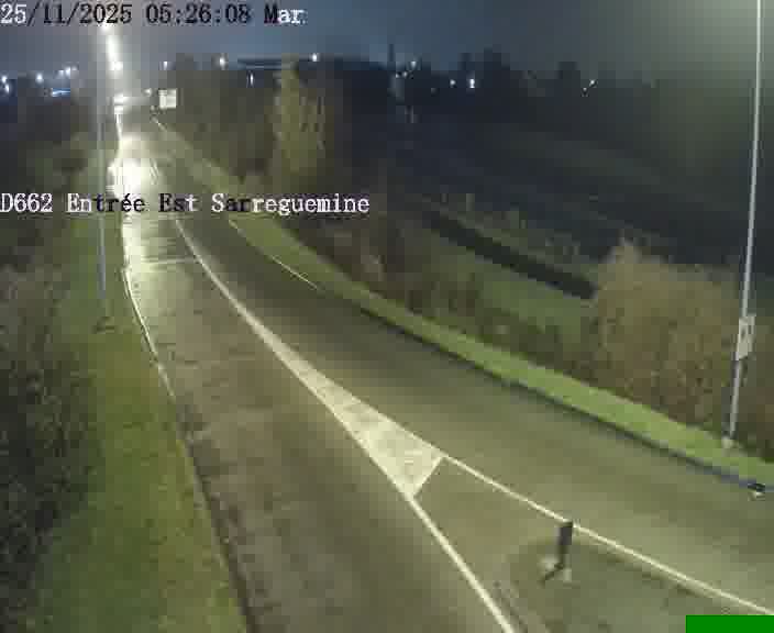 Point de vue trafic déployé sur D662 (France) à Sarreguemines, regardant vers Sarreguemines, aidant conducteurs et services à anticiper les flux.