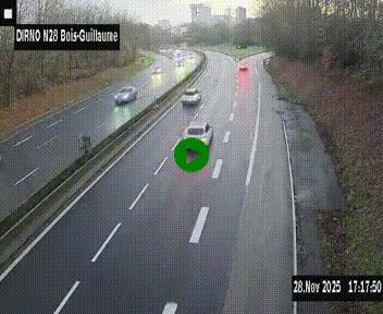 Webcam routière à hauteur de Bois-Guillaume en périphérie de Rouen. Vue orientée vers Rouen