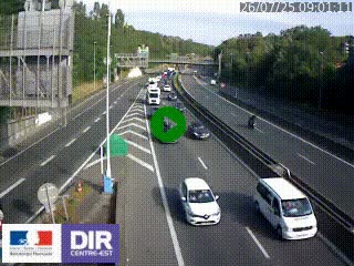 Caméra autoroute sur A6 - Valvert, près de Lyon, en direction de Paris, à hauteur de la sortie 36 Porte du Valvert
