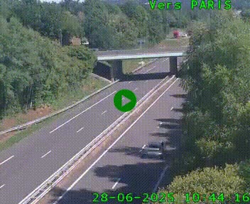 Caméra routière sur l'autoroute A20 au nord de Limoges, à la jonction avec la N520. Vue orientée vers Paris