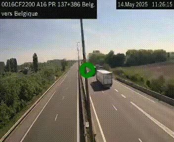 Webcam à la frontière franco-belge au niveau de Bray-Dunes/De-Panne sur l'autoroute A16. Vue orientée vers la Belgique