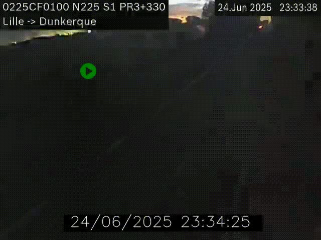Webcam autoroute A25 (N225) à hauteur de Bergues (Bierne). Vue orientée vers Dunkerque.