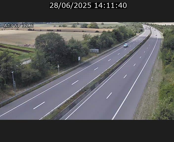 Webcam info trafic A13 à hauteur de Mondorf-les-bains. Vue orientée vers Altwies