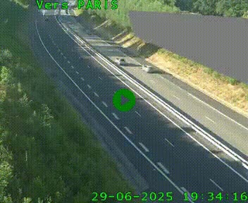 Caméra routière sur l'autoroute A20 à Saint-Pardoux-l'Ortigier, à la jonction avec l'A89. Vue orientée vers Paris
