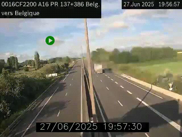 Webcam à la frontière franco-belge au niveau de Bray-Dunes/De-Panne sur l'autoroute A16. Vue orientée vers la Belgique