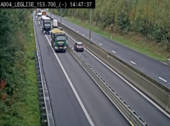 Webcam autoroute A4 (E411-E25) à Léglise, avant la jonction avec la N40. Vue orientée vers Bruxelles