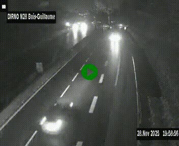 Webcam routière à hauteur de Bois-Guillaume en périphérie de Rouen. Vue orientée vers Rouen