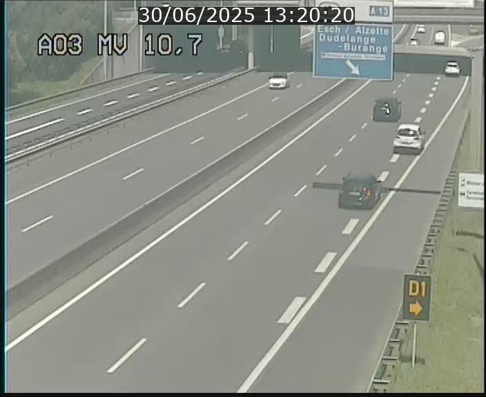 Traffic live webcam Luxembourg Croix de Bettembourg - A3 - BK 10.7 - direction France