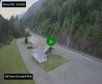 Webcam à l'entrée du tunnel du Somport, côté français, sur la N134, dans les Pyrénées, en direction de l'Espagne, à 1116 mètres d'altitude