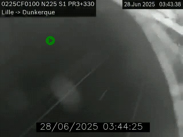 Webcam autoroute A25 (N225) à hauteur de Bergues (Bierne). Vue orientée vers Dunkerque.