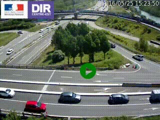 Webcam traffic à Grenoble-sud sur l'autoroute A480. Vue orientée vers l'entrée et la sortie de Grenoble