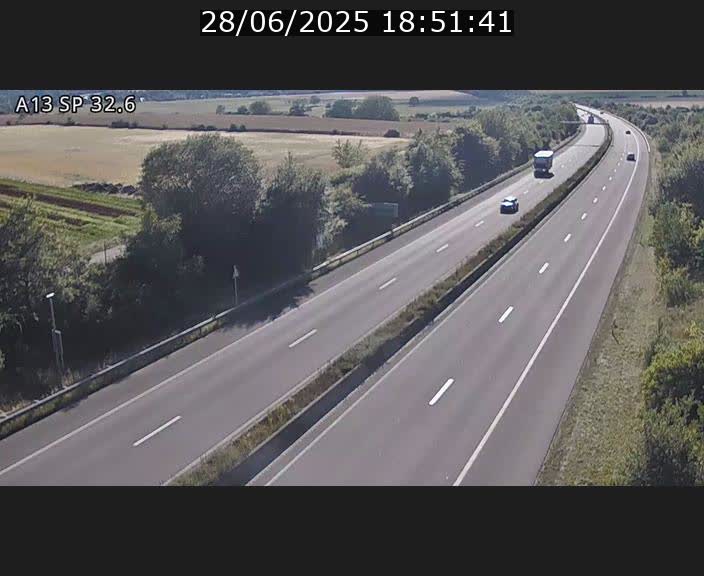 Webcam info trafic A13 à hauteur de Mondorf-les-bains. Vue orientée vers Altwies