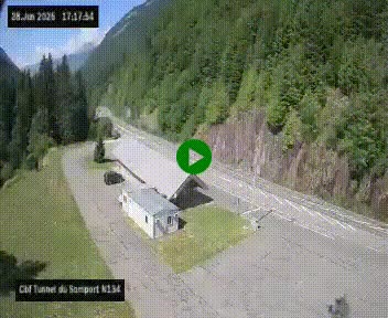 Webcam à l'entrée du tunnel du Somport, côté français, sur la N134, dans les Pyrénées, en direction de l'Espagne, à 1116 mètres d'altitude