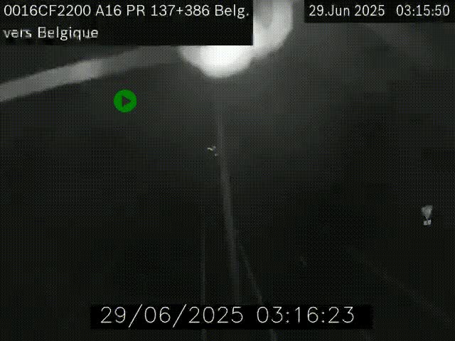 Webcam à la frontière franco-belge au niveau de Bray-Dunes/De-Panne sur l'autoroute A16. Vue orientée vers la Belgique