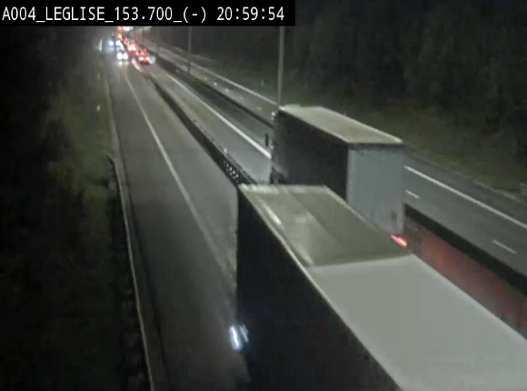 Webcam autoroute A4 (E411-E25) à Léglise, avant la jonction avec la N40. Vue orientée vers Bruxelles