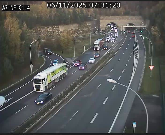 Caméra autoroute Luxembourg A7 - Echangeur Waldhaff - direction Tunnel Stafelter