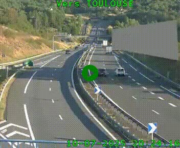 Caméra routière sur l'autoroute A20 à Noailles, en périphérie de Brive-la-Gaillarde. Vue orientée vers Toulouse