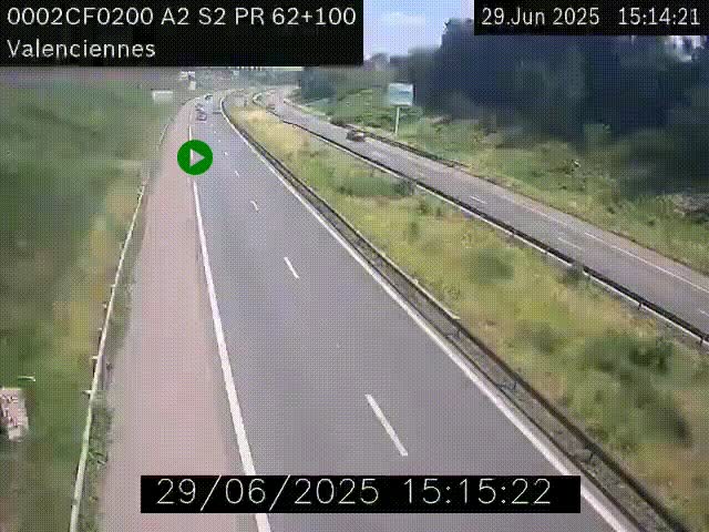Webcam autoroute A2 à Valenciennes. Vue orientée vers Maubeuge et Mons (Belgique)
