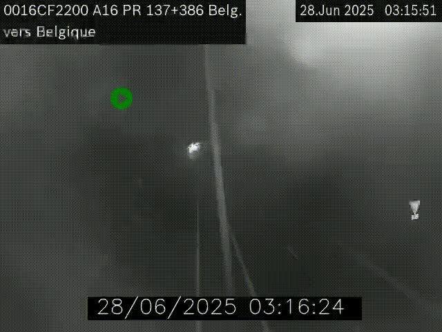 Webcam à la frontière franco-belge au niveau de Bray-Dunes/De-Panne sur l'autoroute A16. Vue orientée vers la Belgique