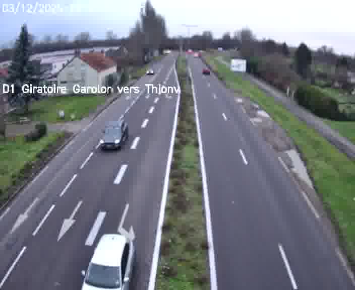 Webcam de surveillance sur D1 (France) à Ennery, cadrée vers Thionville, proposant une information routière utile aux déplacements quotidiens.