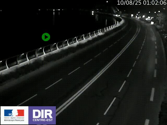 Webcam sur le quai Parjot à Vienne, aux Portes de Lyon, sur la Nationale 7, à la jonction avec le boulevard du Rhône-nord (D1407), caméra orientée vers Lyon