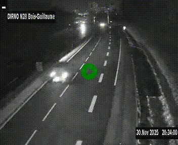 Webcam routière à hauteur de Bois-Guillaume en périphérie de Rouen. Vue orientée vers Rouen