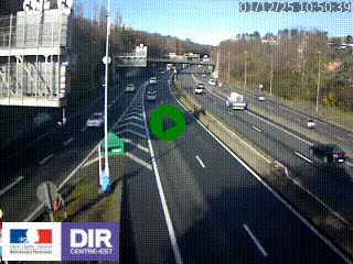 Caméra autoroute sur A6 - Valvert, près de Lyon, en direction de Paris, à hauteur de la sortie 36 Porte du Valvert