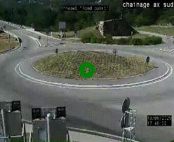 Webcam au nord d'Ax-les-Thermes au niveau de l'aire de chaînage de la N20. Vue orientée vers les Pyrénées, en direction de Pas de la Case