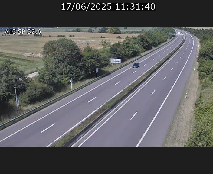 Webcam info trafic A13 à hauteur de Mondorf-les-bains. Vue orientée vers Altwies