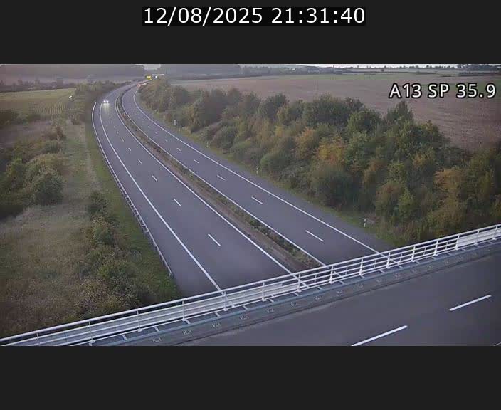 Webcam trafic sur A13 à l'entrée ouest du tunnel Markusbierg à Remerschen. Vue orientée vers Mondorf-les-Bains.