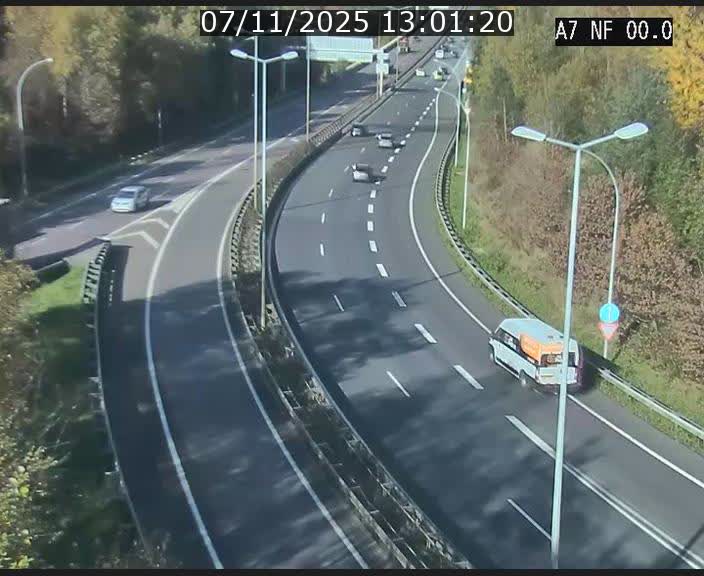 Caméra autoroute Luxembourg A7 - Echangeur A1/A7 Grünewald direction Tunnel Stafelter