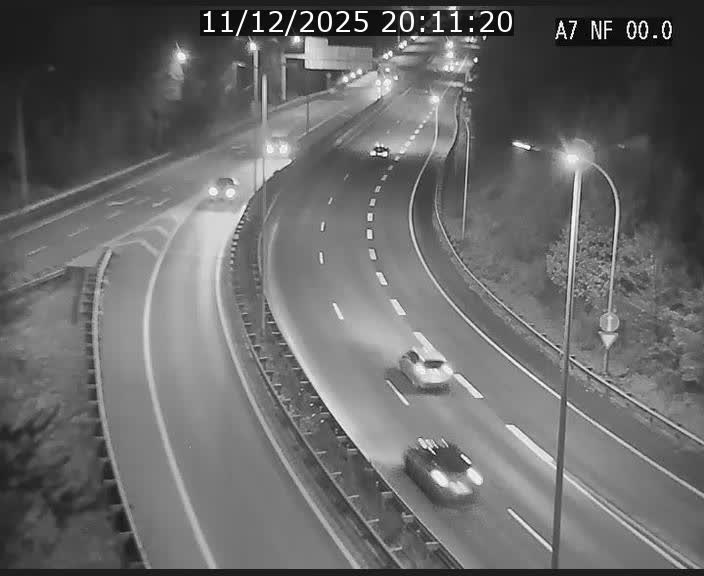 Caméra autoroute Luxembourg A7 - Echangeur A1/A7 Grünewald direction Tunnel Stafelter