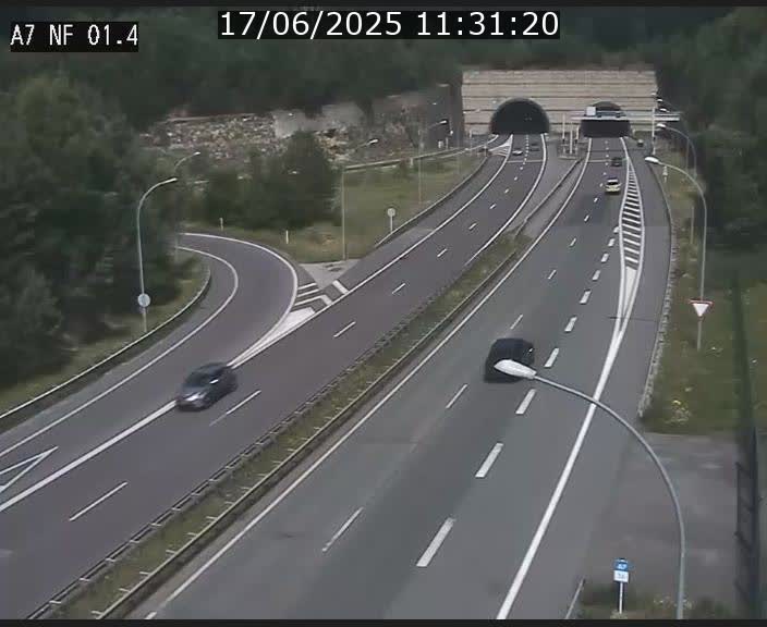 Caméra autoroute Luxembourg A7 - Echangeur Waldhaff - direction Tunnel Stafelter