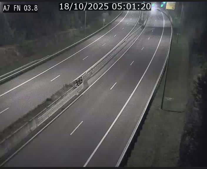 Caméra autoroute Luxembourg A7 - Passage à gibier Rëngelbour - direction Tunnel Stafelter