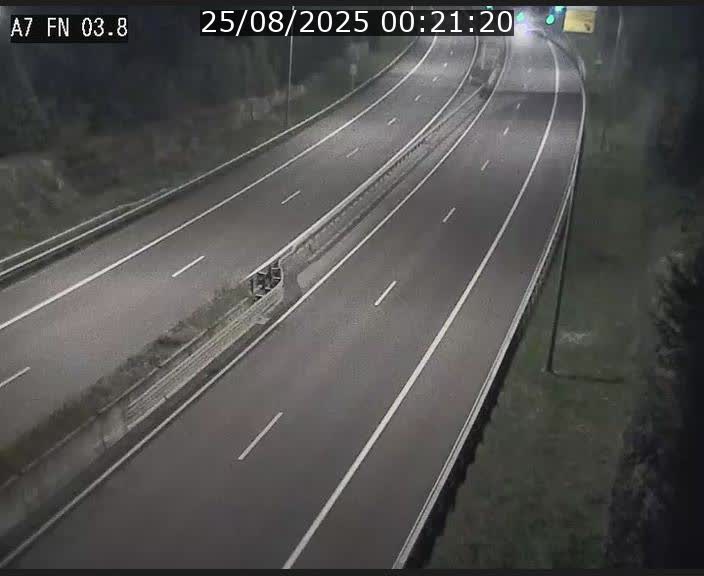 Caméra autoroute Luxembourg A7 - Passage à gibier Rëngelbour - direction Tunnel Stafelter