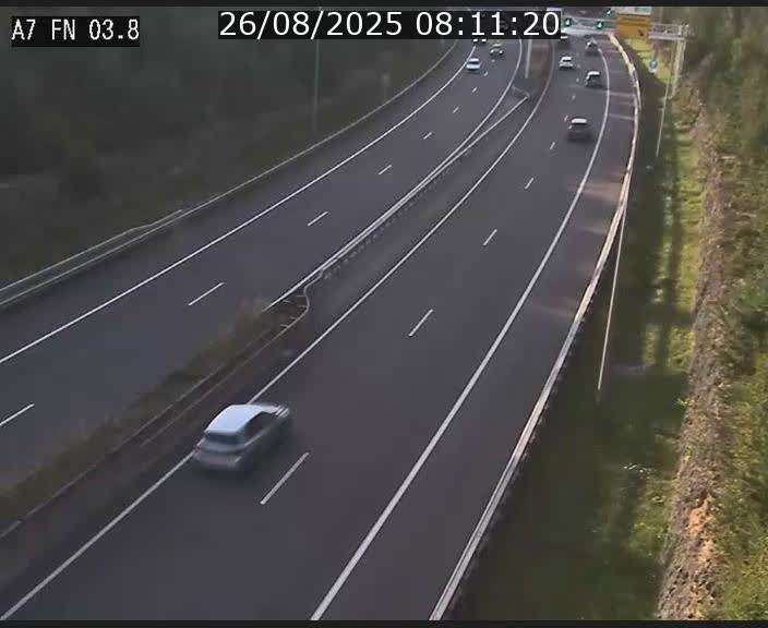Caméra autoroute Luxembourg A7 - Passage à gibier Rëngelbour - direction Tunnel Stafelter