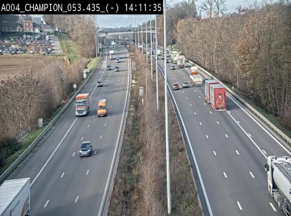 Webcam E411 à Champion, à proximité de Namur. Vue orientée vers Bruxelles