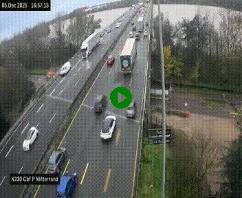 Webcam sur le périphérique de Bordeaux à l'est de la ville. Caméra située sur le Pont Mitterand sur la N230