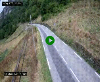 Webcam dans les Pyrénées Atlantique au niveau du col d'Urdos et du fort du Pourtalet sur la N134, en direction du Col et du tunnel du Somport, à 765 mètres d'altitude