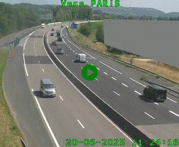 Caméra routière sur l'autoroute A20 à Brive-la-Gaillarde, à la jonction avec l'A89. Vue orientée vers Paris