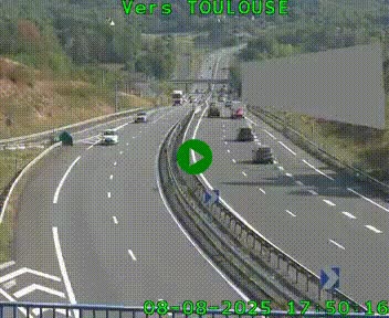 Caméra routière sur l'autoroute A20 à Noailles, en périphérie de Brive-la-Gaillarde. Vue orientée vers Toulouse